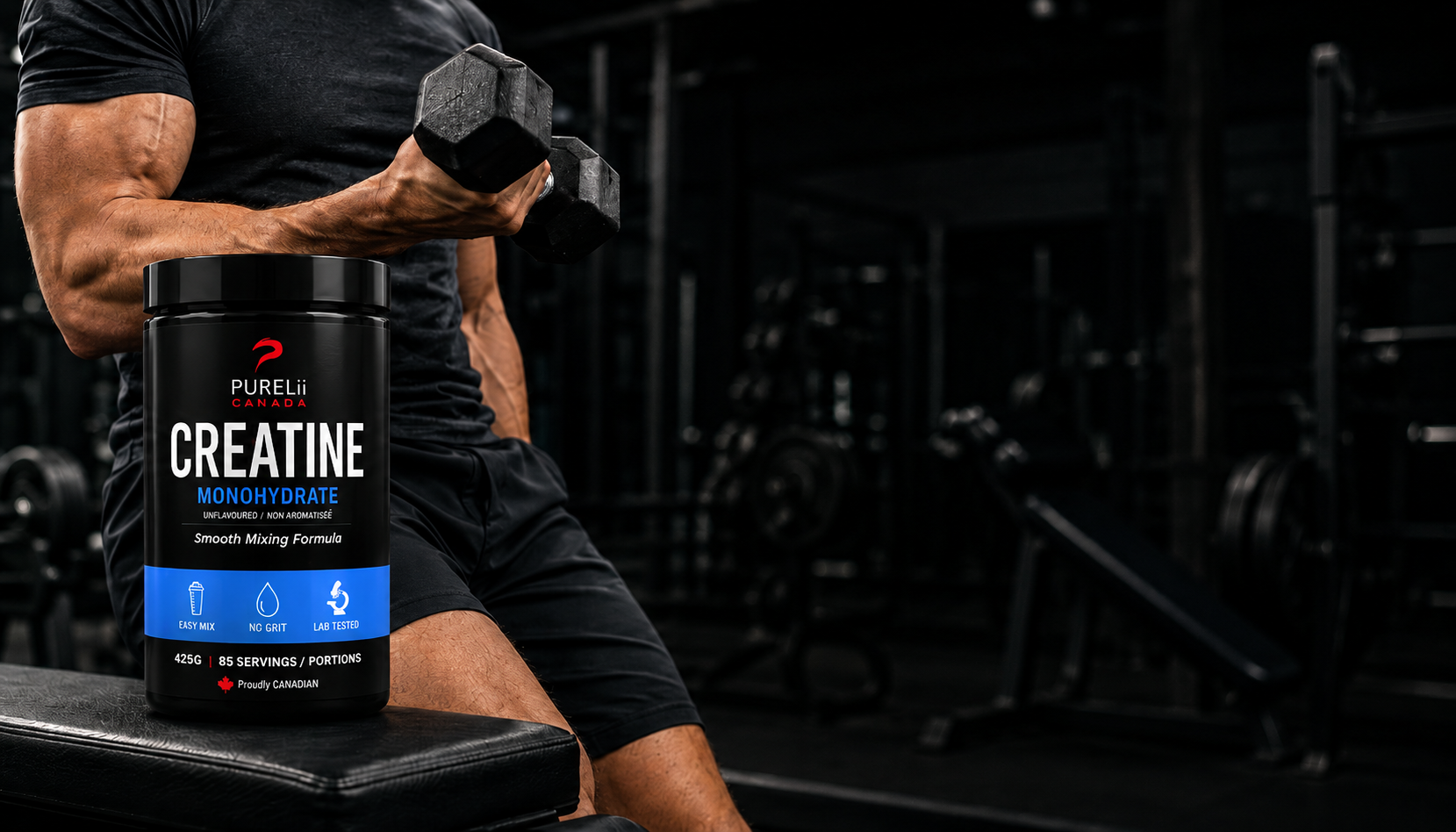Athlete training with PURELii Creatine Monohydrate